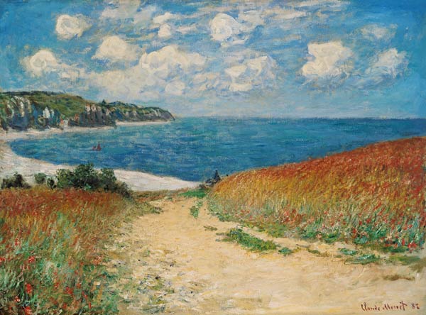 Strandweg zwischen Weizenfeldern bei Pourville von Claude Monet