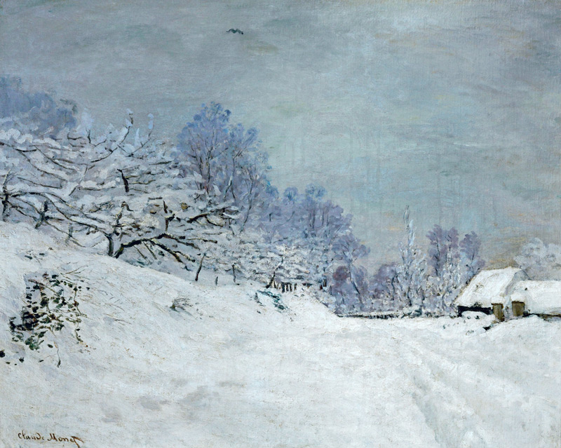 Umgebung von Honfleur bei Schnee von Claude Monet