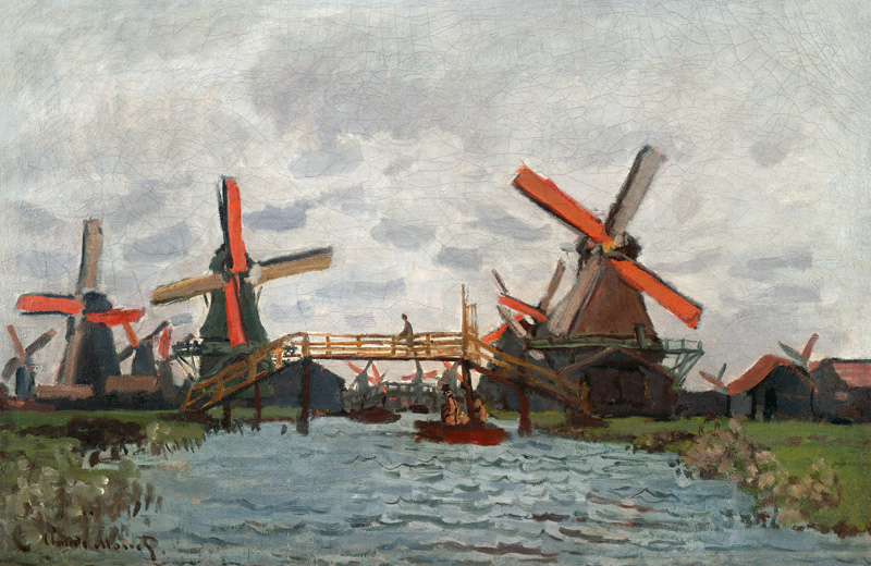 Windmühlen in Westzijderveld in der Nähe von Zaandam von Claude Monet