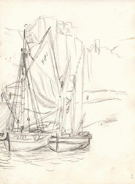 Boats in the port at Honfleur von Claude Monet