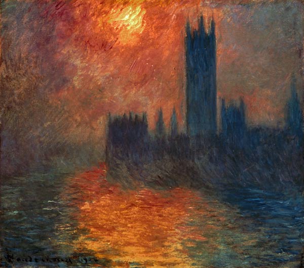 Das Parlament in London bei Sonnenuntergang von Claude Monet