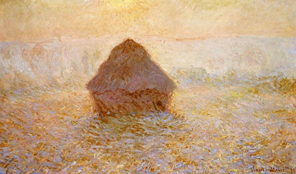 Haystacks, Sun in the Mist von Claude Monet