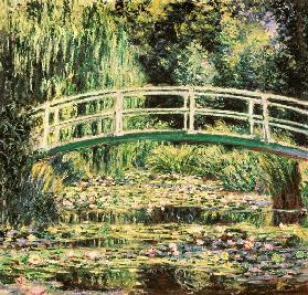 Brücke in Monets Garten mit weißen Seerosen