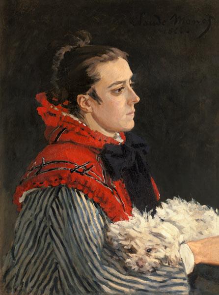 Camille Monet mit Hund.