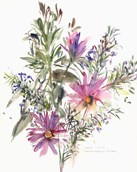 Floral, South African daisies and lavander von Claudia Hutchins-Puechavy