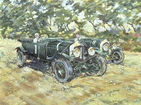 1929 Le Mans Winning Bentleys (acrylic on canvas) 
