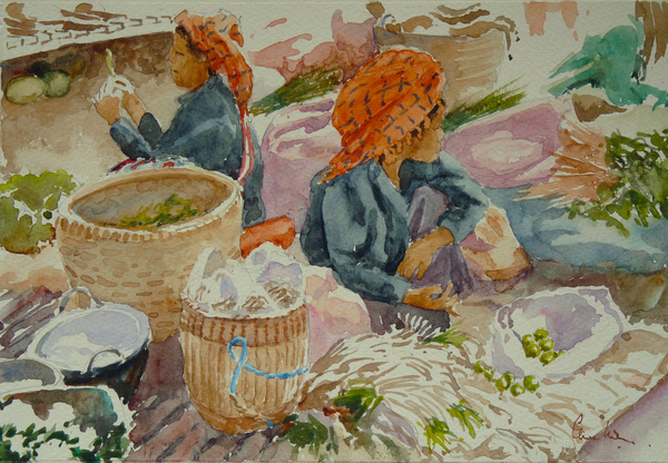 938 Nampan market, waiting for custom von Clive Wilson