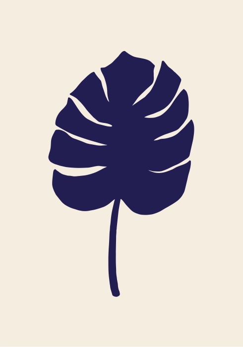 Monstera Leaf Dark Blue von Graphic Collection