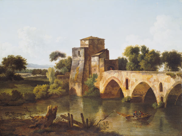 River Scene with a Fisherman von Cornelius Decker