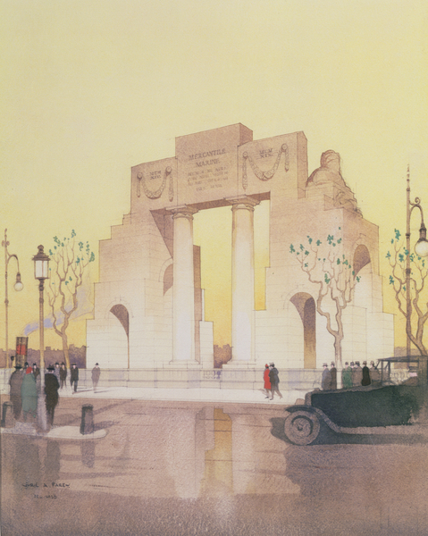 The Mercantile Marine Monument, built by Edwin Landseer Lutyens (1869-1944) von Cyril Farey