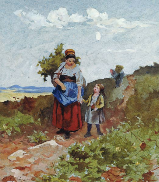 French Peasants on a Path von Daniel Ridgway Knight