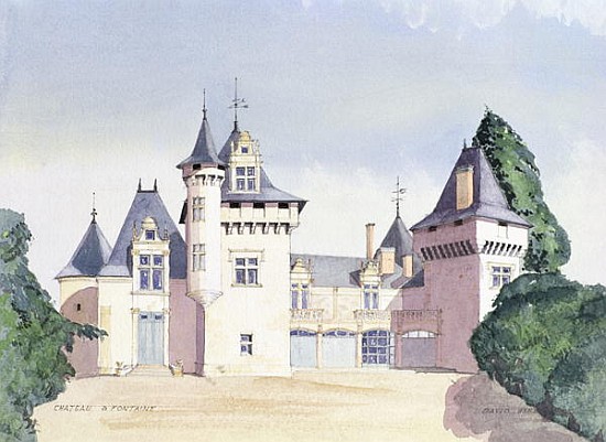 Chateau a Fontaine, 1995 (w/c)  von David  Herbert