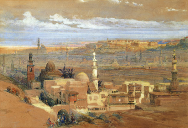 Cairo from the Gate of Citizenib, looking towards the Desert of Suez  on von David Roberts