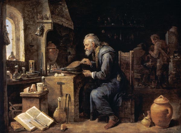 D.Teniers, An Alchemist, 1650s. von David Teniers