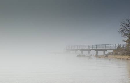 Nebel und Steg am Cospudener See Leipzig