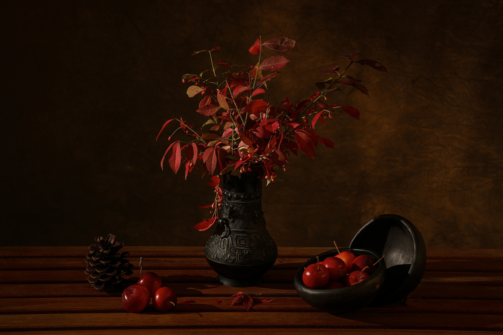 Red autumnal leaves von Dennis Zhang