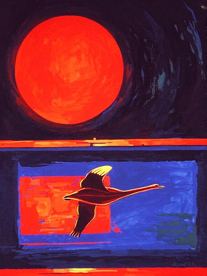 Sunset and Swan, 2003 (gouache on paper)  von Derek  Crow