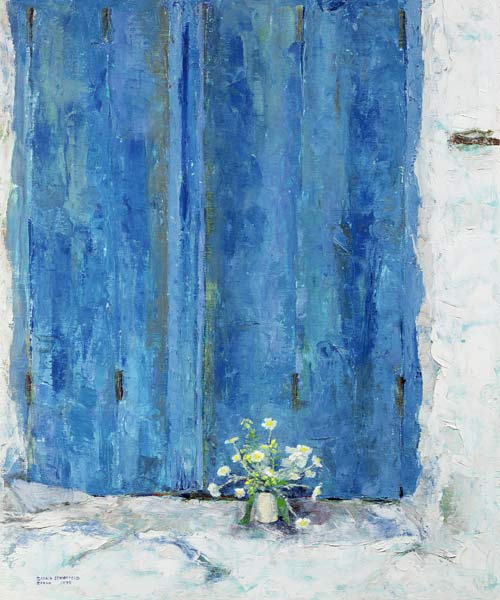 Blue Shutter, 1990 (board)  von Diana  Schofield