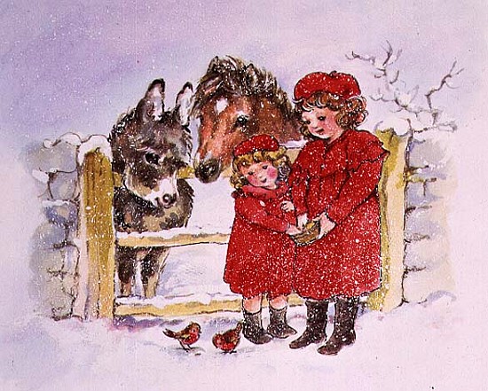 Feeding the Robins  von Diane  Matthes