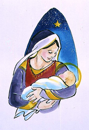 Madonna and Child, 1996 (w/c)  von Diane  Matthes