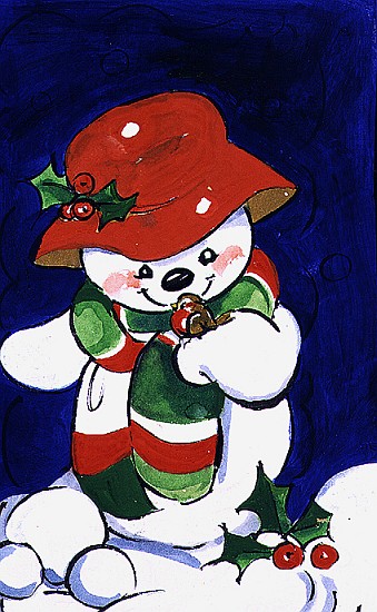 Snowman and Robin, 1996 (w/c)  von Diane  Matthes