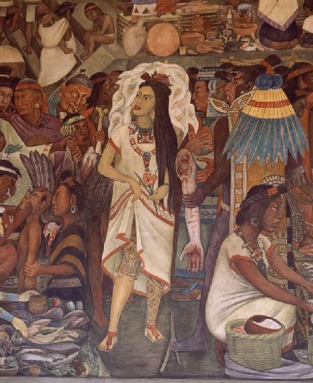 BOARD – TLATELOLCO MARKET – DETAIL OF TATTOOED WOMAN