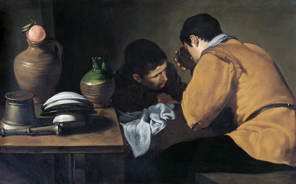 Two Men at a Table von Diego Rodriguez de Silva y Velázquez