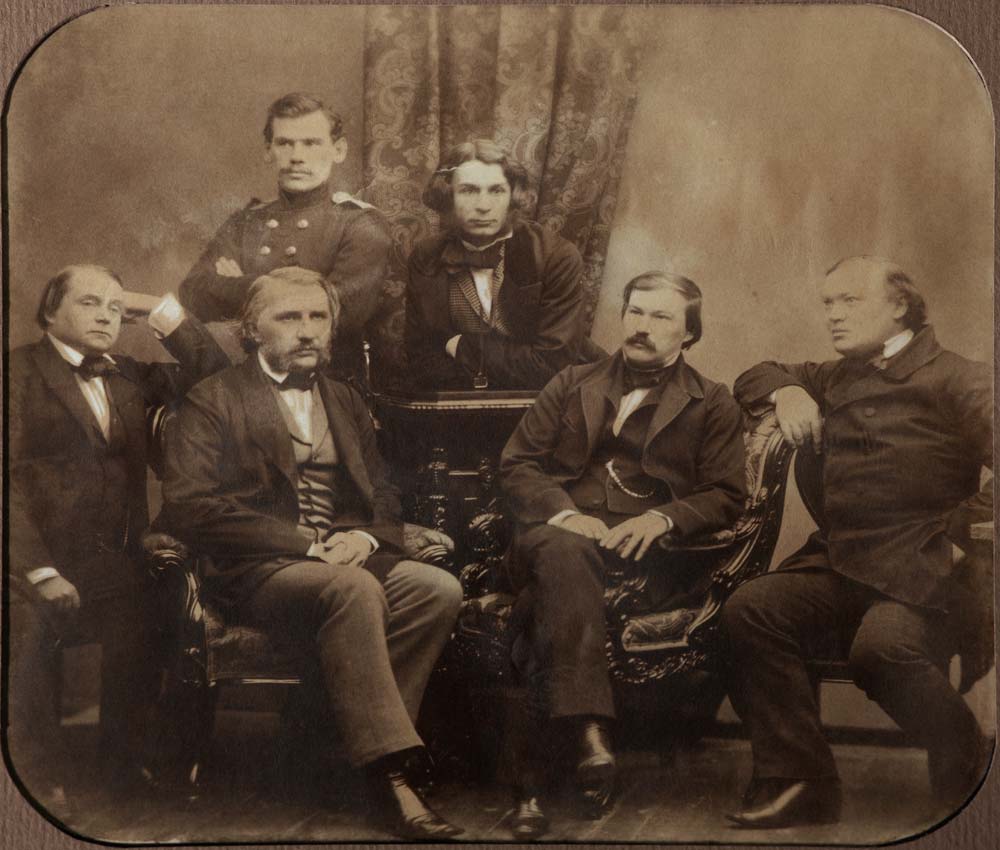 Sowremennik: Iwan Gontscharow, Iwan Turgenew, Lew Tolstoi, Dmitri Grigorowitsch, Alexander Druschini von Dimitrij Grigorjewitsch Lewizkij