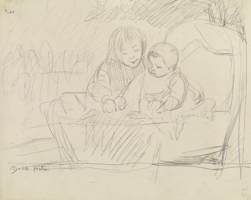Zwei spielende Kinder von Dora Hitz