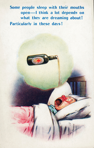 Alcoholism: man sleeping with his mouth open dreaming of beer von Douglas Tempest