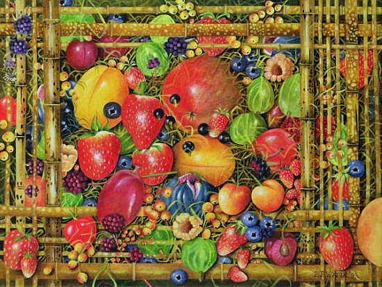 Fruit in Bamboo Box, 1999 (acrylic on canvas)  von E.B.  Watts