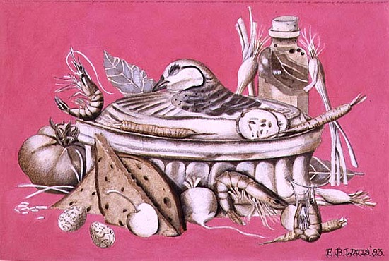 Lunch, 1993 (acrylic on paper)  von E.B.  Watts