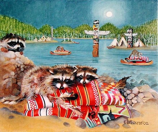 Racoons, 2000 (acrylic on canvas)  von E.B.  Watts