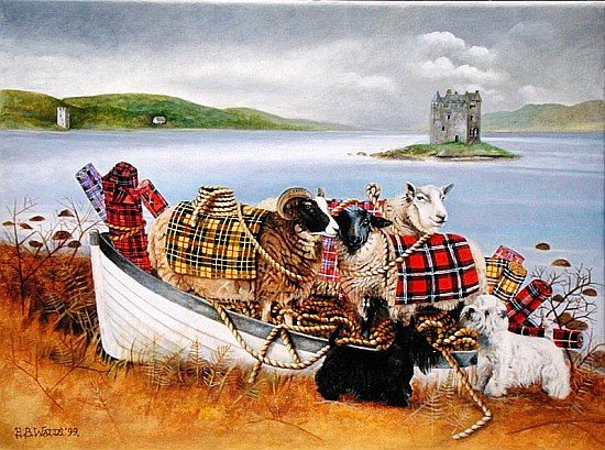 Sheep with Tartan, 1999 (acrylic on canvas)  von E.B.  Watts