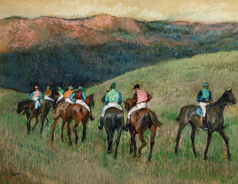 Rennpferde in einer Landschaft von Edgar Degas