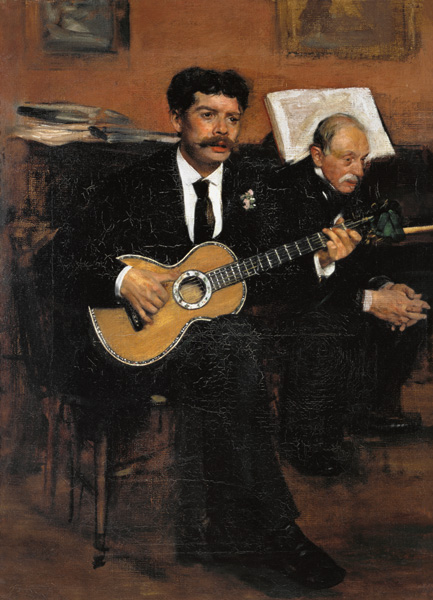 Der Gitarrenspieler Lorenzo Pagans und der Vater des Künstlers. von Edgar Degas