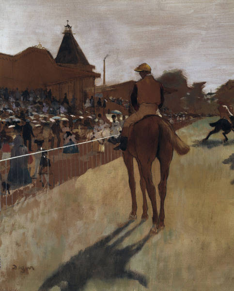 Rennpferde vor der Tribüne (Ausschnitt) von Edgar Degas