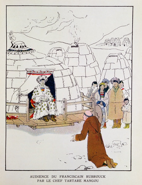 William Rubruck (c.1200-c.1256) before the Tartar Chief Mangu in 1251, from A la Conquete du Monde P von Edgar Maxence
