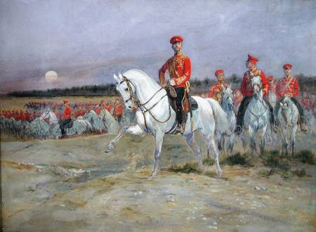 Tsarevich Nicolas (1894-1917) Reviewing the Troops von Edouard Detaille