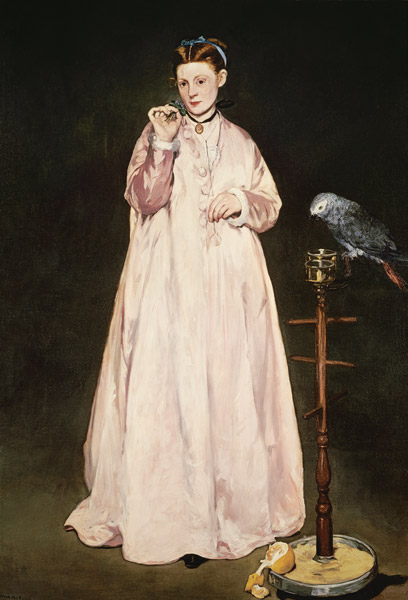 Frau mit Papagei. von Edouard Manet