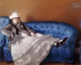 Madame Manet auf blauem Sofa