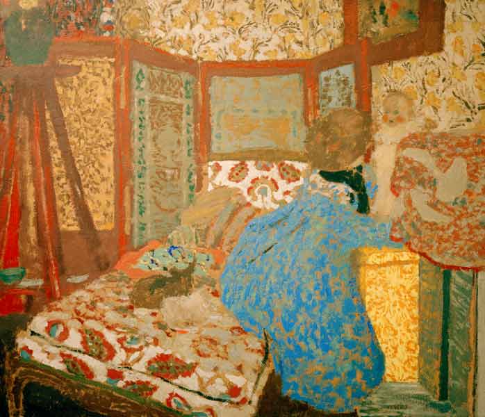 Die blaue Dame mit Kind, um 1899. von Edouard Vuillard