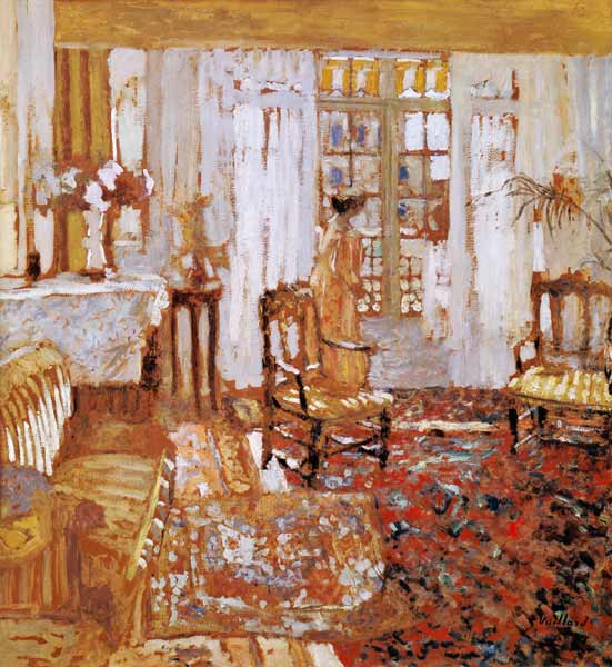 Interior with a Woman in Yellow in Front of a Window (oil on canvas)  von Edouard Vuillard