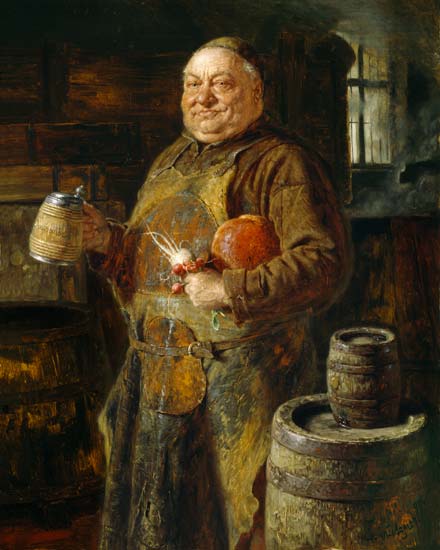 Der Klosterbräu mit Salvatorhumpen sowie Rettich und Radieschen von Eduard Grützner