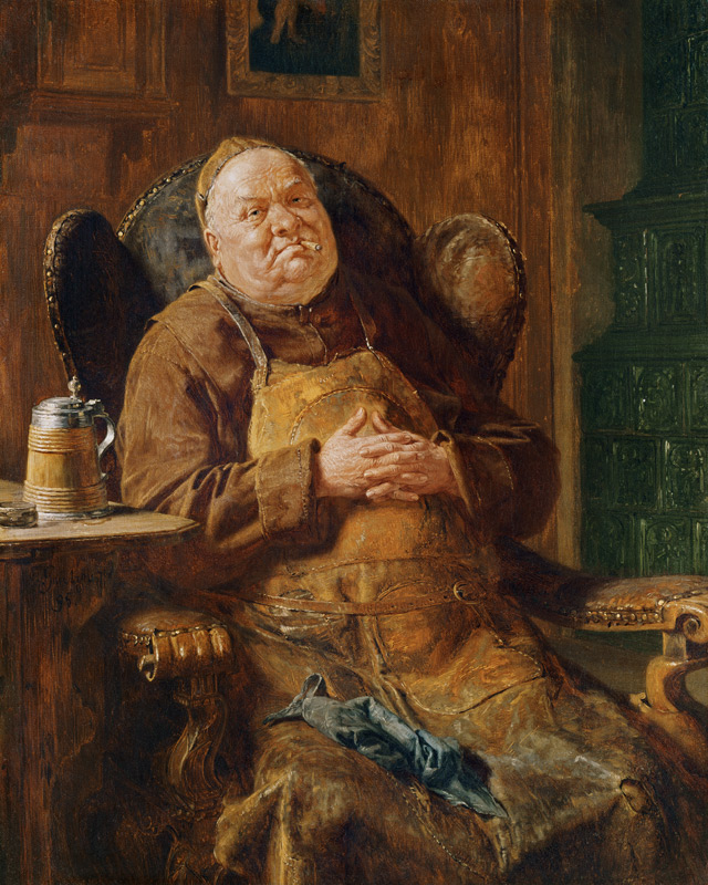 A quiet smoke von Eduard Grützner