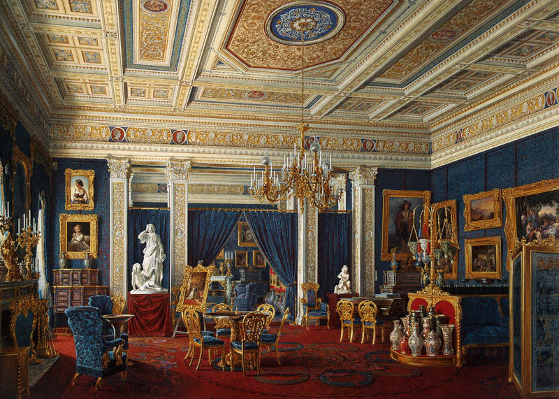 Blaues Gesellschaftszimmer im Mariinski-Palast in Sankt Petersburg von Eduard Hau