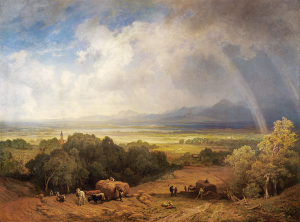 Chiemseelandschaft mit Regenbogen von Eduard Schleich d.Ä.
