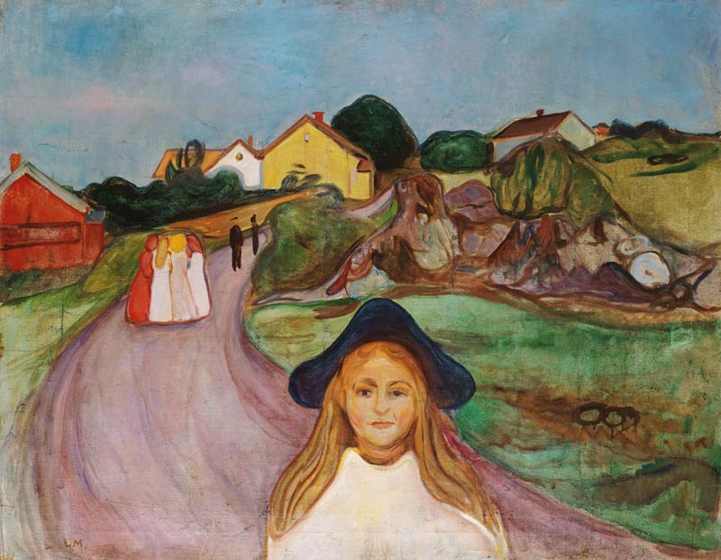 Straße in Asgardstrand (Strasse in Aasgaardstrand) von Edvard Munch