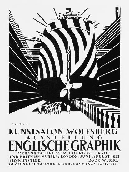 Deutsches Plakat für eine Ausstellung mit englischen Grafiken für das Board of Trade und das British