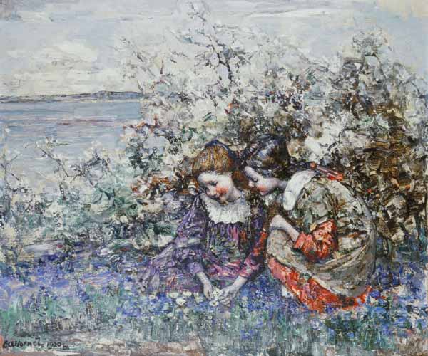 Bluebells and Primroses von Edward Atkinson Hornel